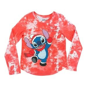DISNEY Lilo & Stitch T-Shirt Girls Large Merry Stitchmas Christmas Sweater Blous